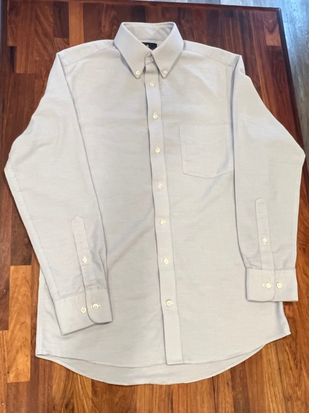 Men's Stafford Travel Wrinkle Free Button Down Blue Oxford Shirt-FITTED